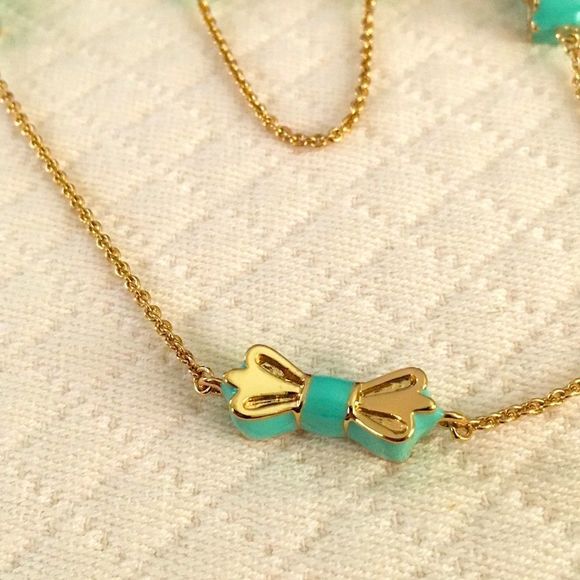 KATE SPADE Gold and Mint Green Long Bow Necklace - Picture 6 of 9